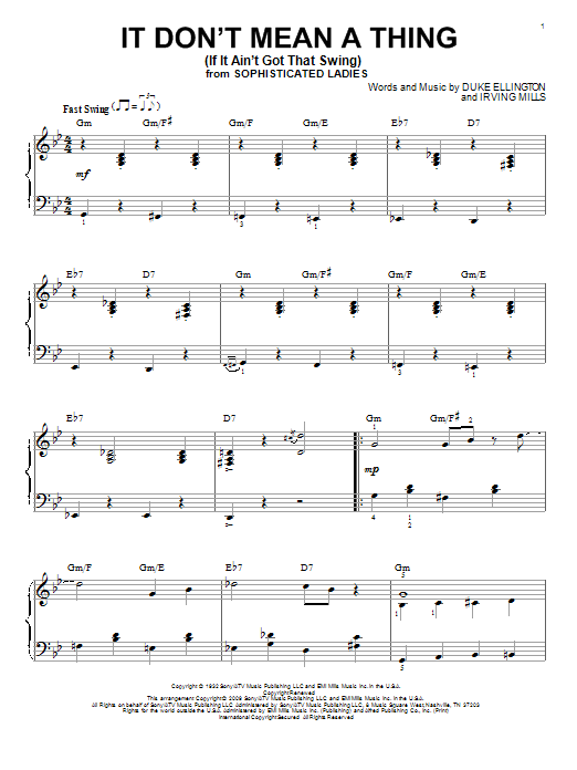Duke Ellington It Don't Mean A Thing (If It Ain't Got That Swing) (arr. Brent Edstrom) Sheet Music Notes & Chords for Piano - Download or Print PDF