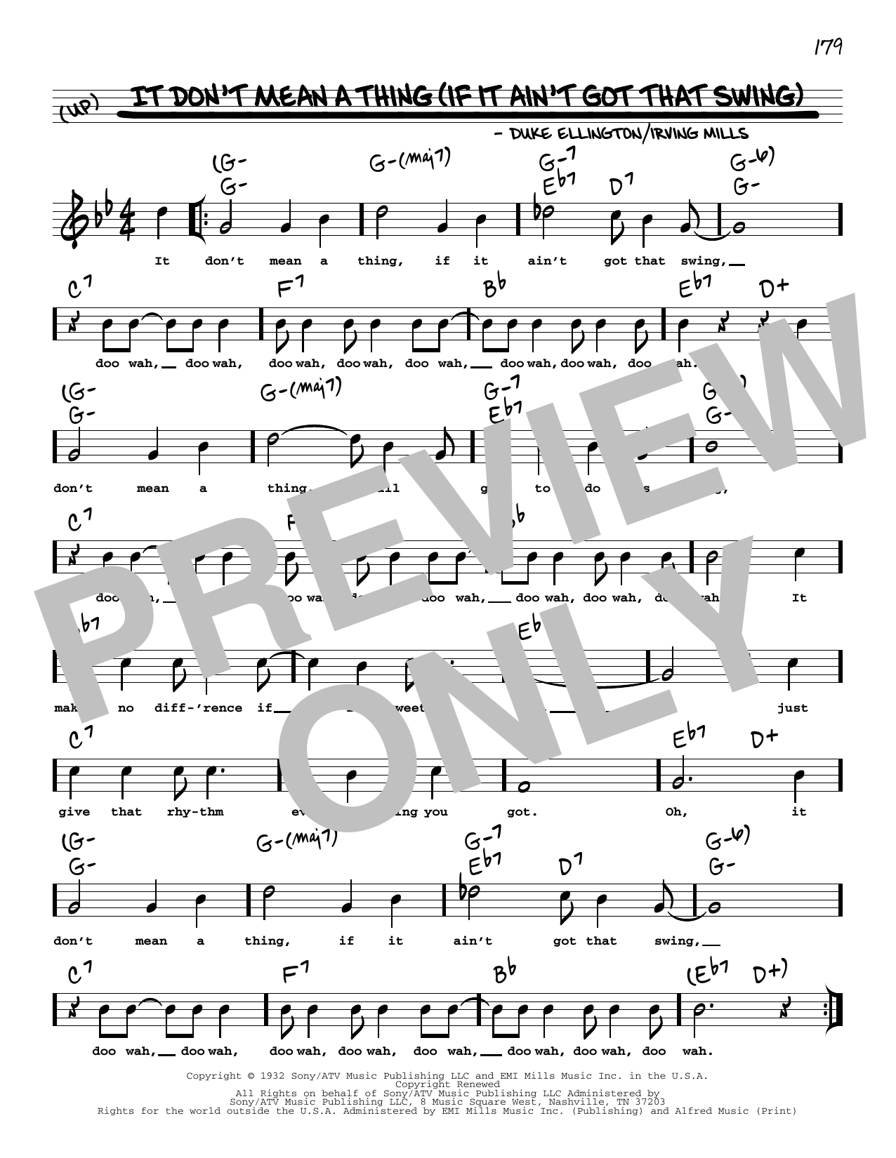 Duke Ellington It Don't Mean A Thing (If It Ain't Got That Swing) (arr. Robert Rawlins) Sheet Music Notes & Chords for Real Book – Melody, Lyrics & Chords - Download or Print PDF
