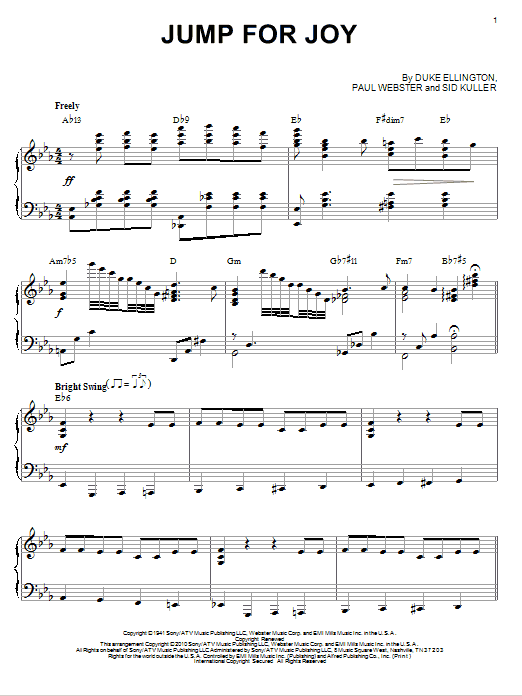 Duke Ellington Jump For Joy (arr. Brent Edstrom) Sheet Music Notes & Chords for Piano - Download or Print PDF