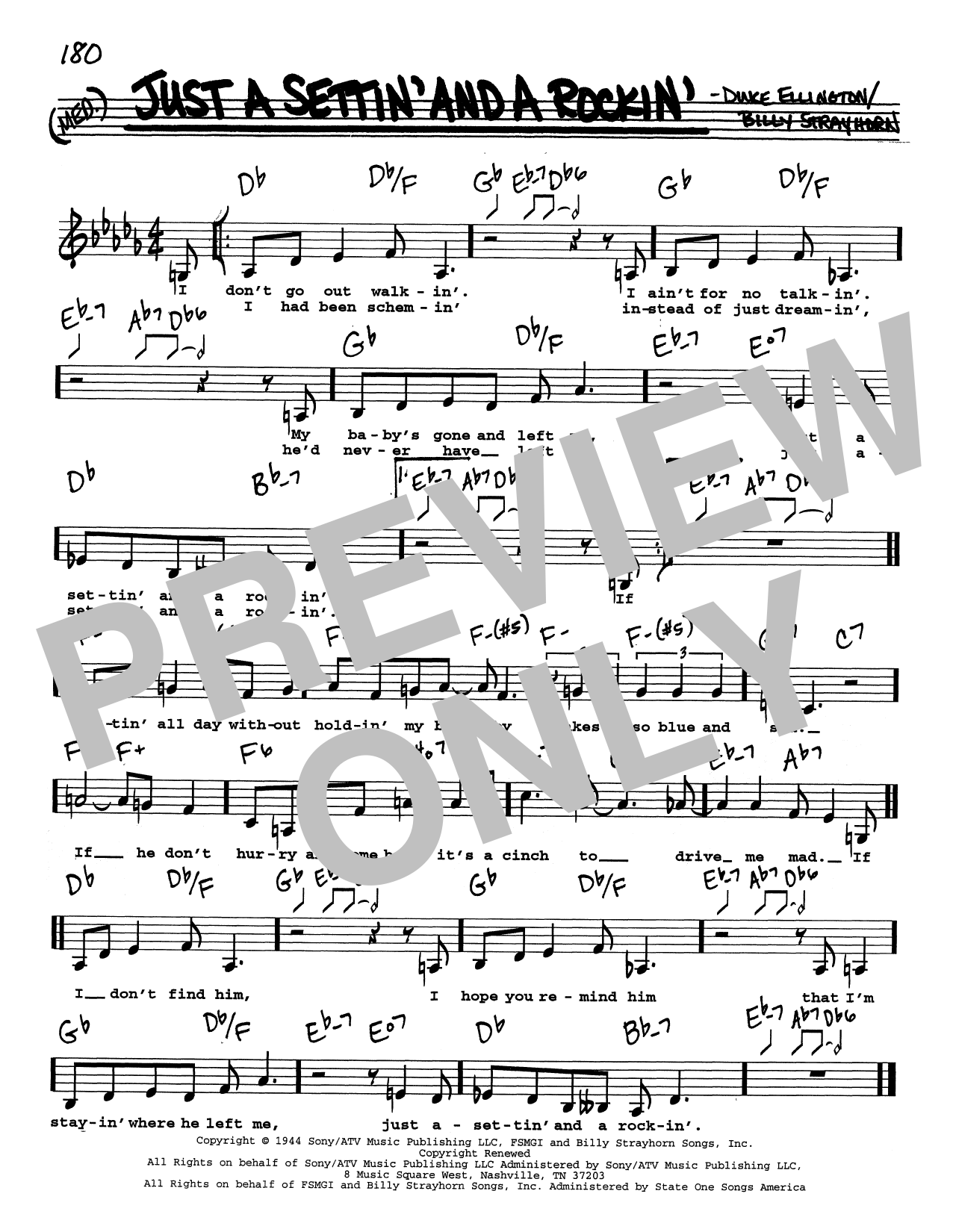 Duke Ellington Just A Settin' And A Rockin' (Low Voice) Sheet Music Notes & Chords for Real Book – Melody, Lyrics & Chords - Download or Print PDF
