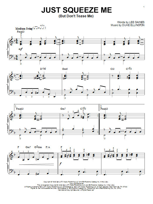 Duke Ellington Just Squeeze Me (But Don't Tease Me) (arr. Brent Edstrom) Sheet Music Notes & Chords for Piano - Download or Print PDF
