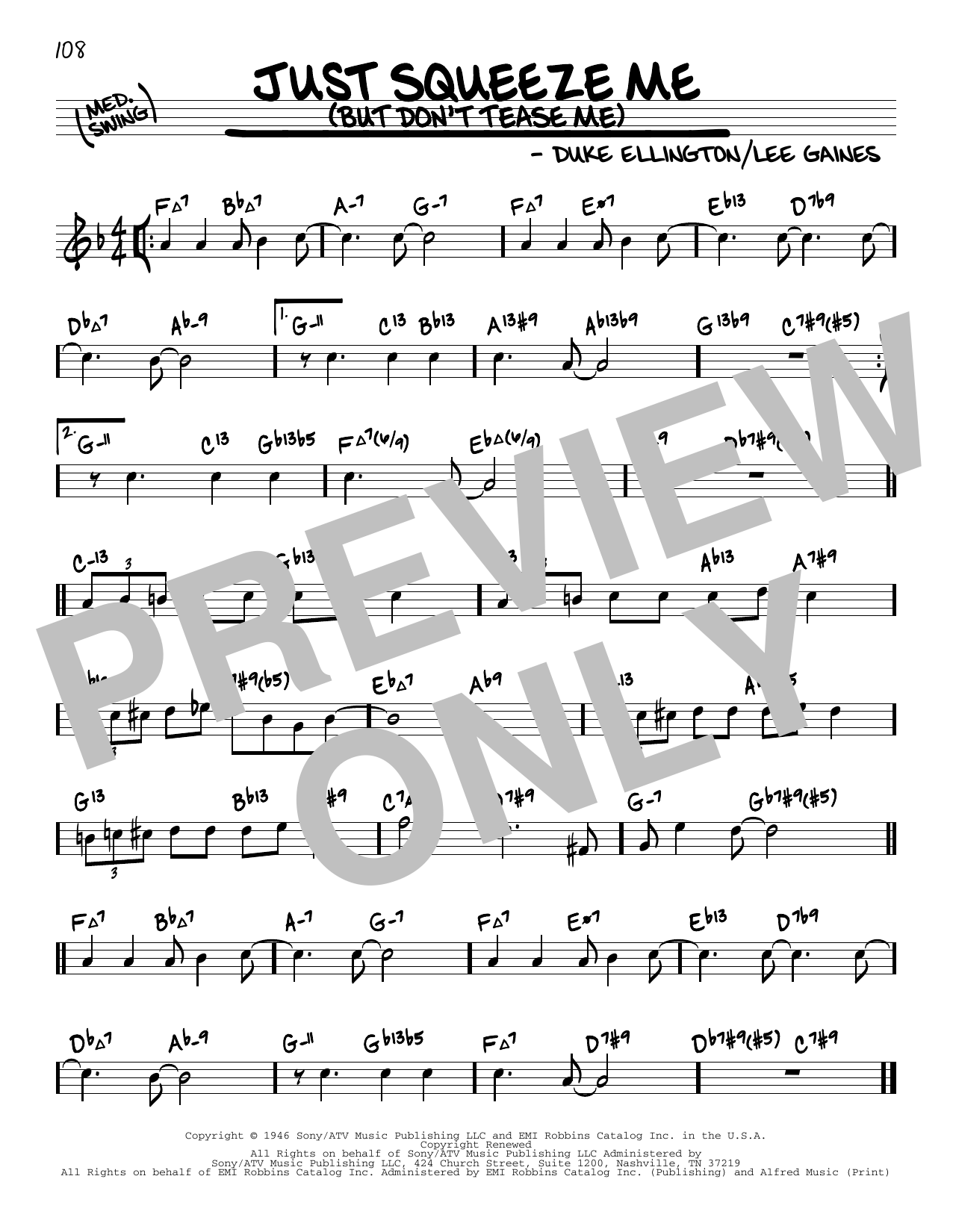 Duke Ellington Just Squeeze Me (But Don't Tease Me) (arr. David Hazeltine) Sheet Music Notes & Chords for Real Book – Enhanced Chords - Download or Print PDF