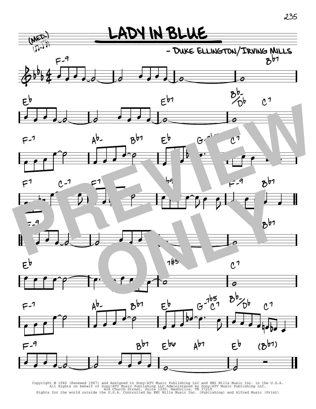 Duke Ellington Lady In Blue Sheet Music Notes & Chords for Real Book – Melody & Chords - Download or Print PDF