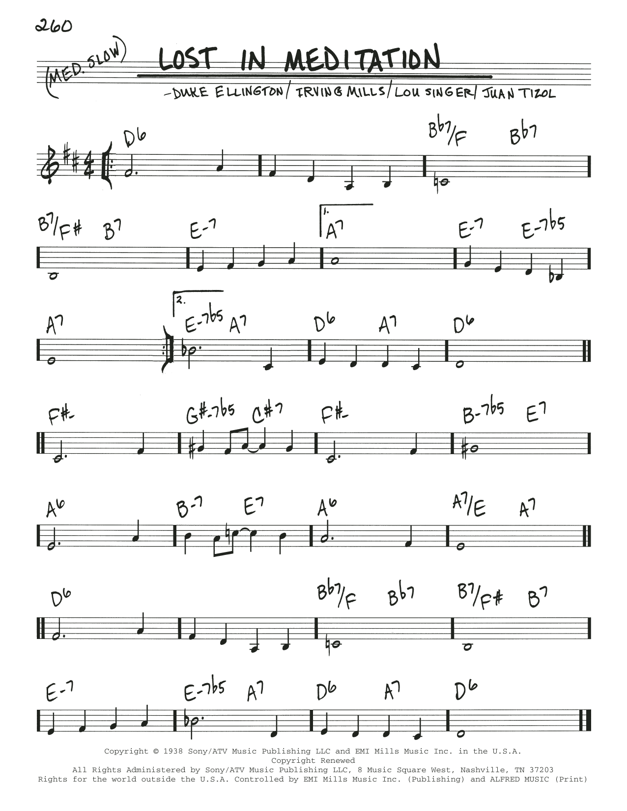 Duke Ellington Lost In Meditation Sheet Music Notes & Chords for Real Book – Melody & Chords - Download or Print PDF