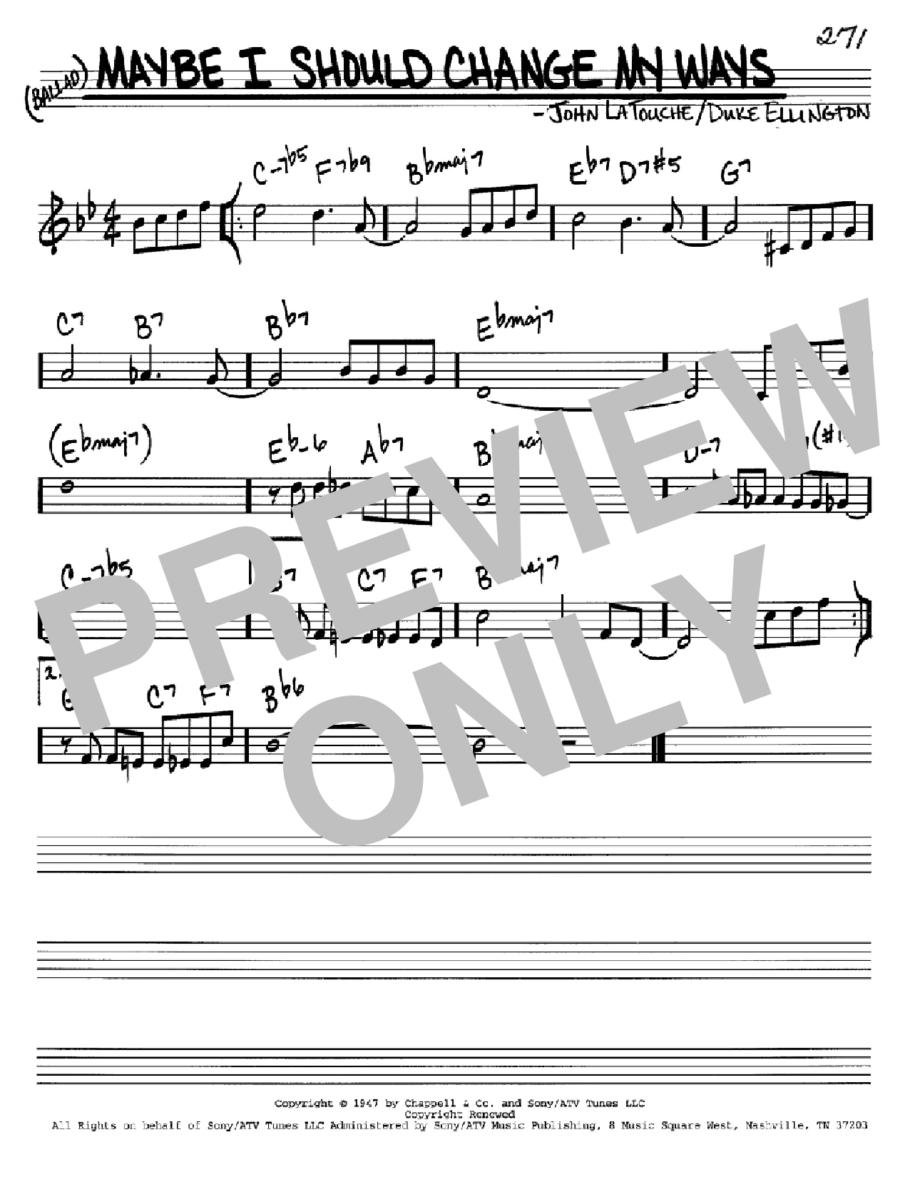 Duke Ellington Maybe I Should Change My Ways Sheet Music Notes & Chords for Real Book – Melody & Chords - Download or Print PDF