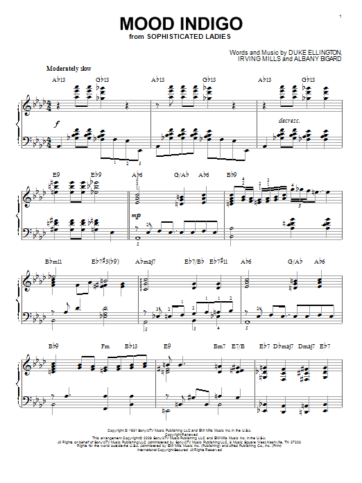Duke Ellington Mood Indigo (arr. Brent Edstrom) Sheet Music Notes & Chords for Piano - Download or Print PDF