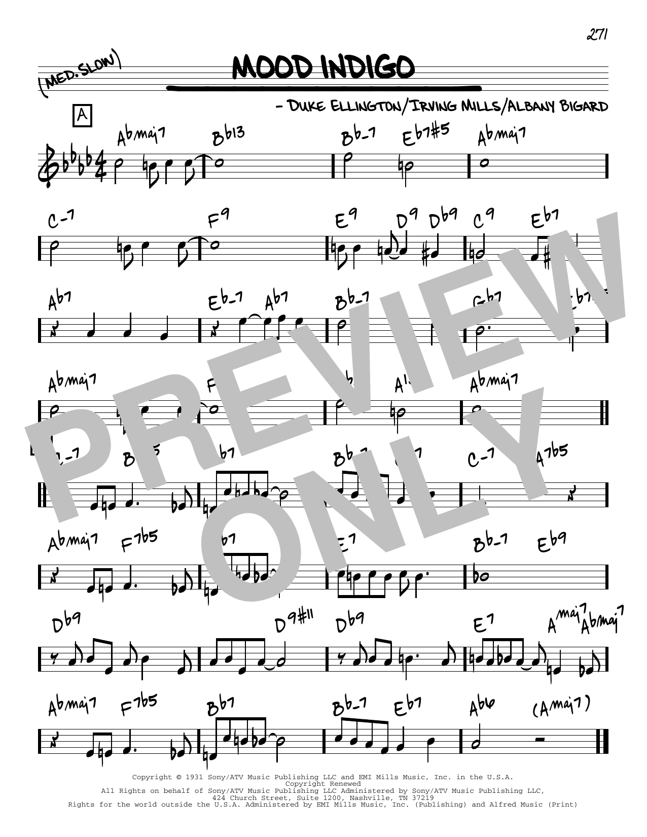 Duke Ellington Mood Indigo [Reharmonized version] (arr. Jack Grassel) Sheet Music Notes & Chords for Real Book – Melody & Chords - Download or Print PDF