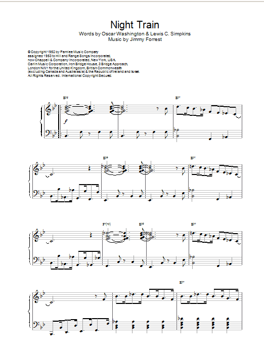 Duke Ellington Night Train Sheet Music Notes & Chords for Piano - Download or Print PDF
