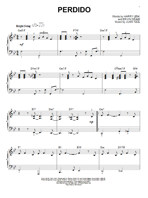 Duke Ellington Perdido (arr. Brent Edstrom) Sheet Music Notes & Chords for Piano - Download or Print PDF