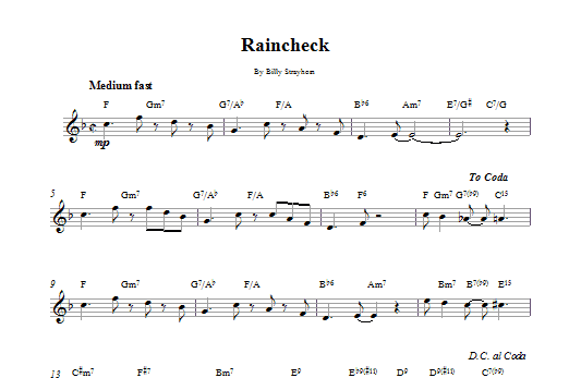 Duke Ellington Raincheck Sheet Music Notes & Chords for Melody Line & Chords - Download or Print PDF