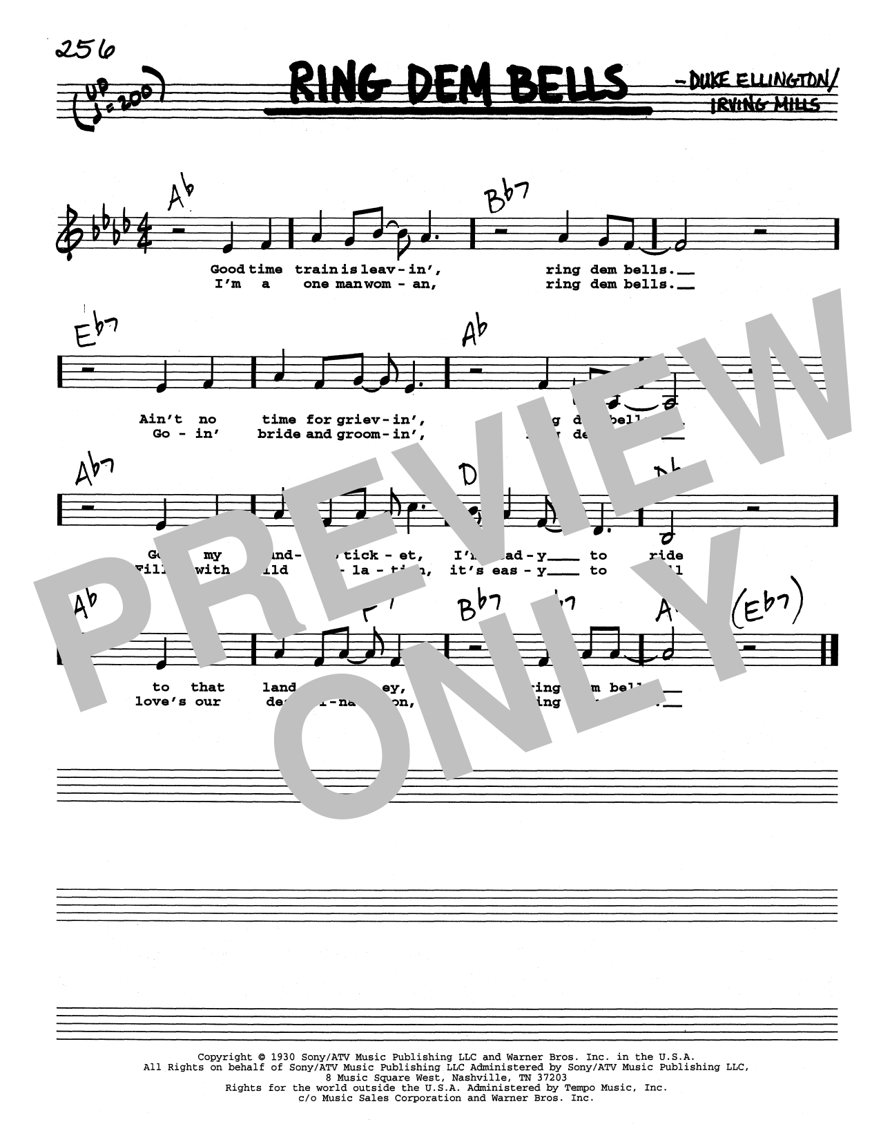 Duke Ellington Ring Dem Bells (Low Voice) Sheet Music Notes & Chords for Real Book – Melody, Lyrics & Chords - Download or Print PDF