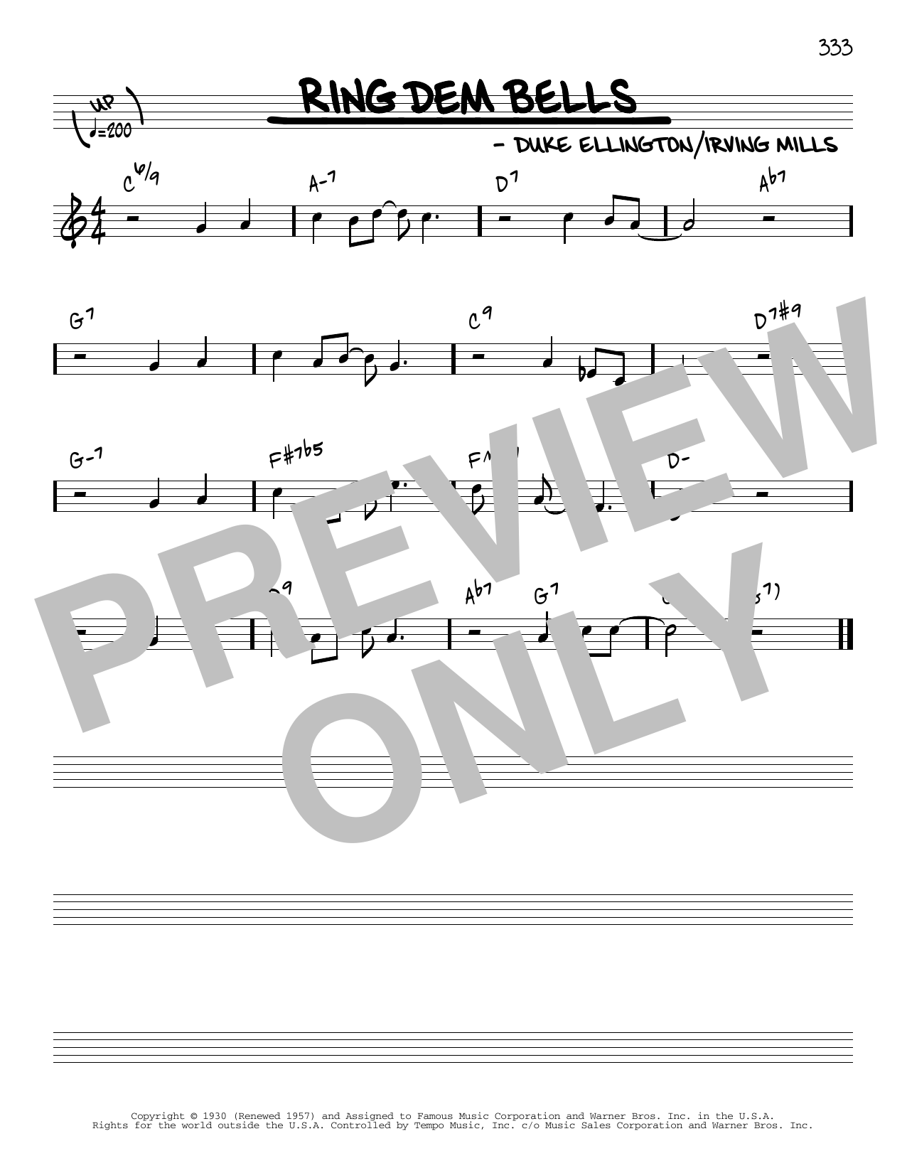 Duke Ellington Ring Dem Bells [Reharmonized version] (arr. Jack Grassel) Sheet Music Notes & Chords for Real Book – Melody & Chords - Download or Print PDF