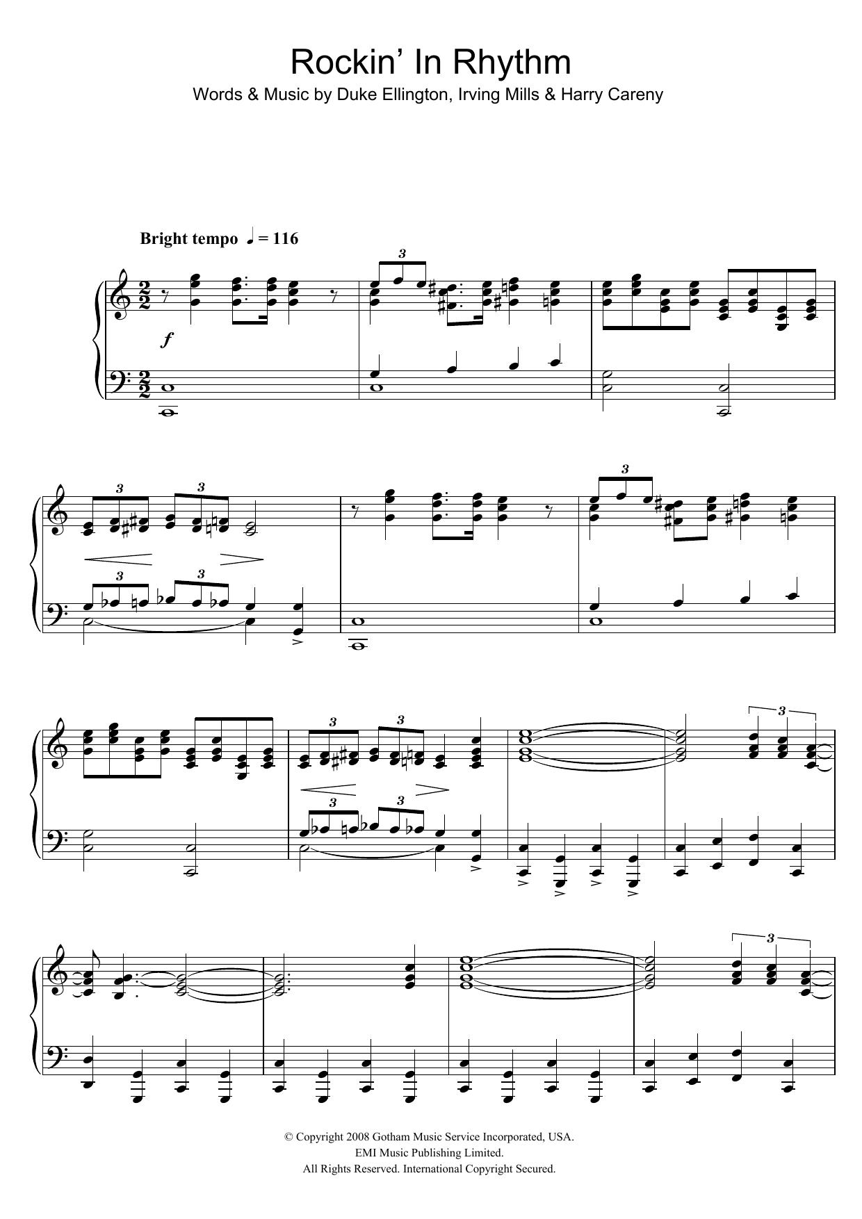 Duke Ellington Rockin' In Rhythm Sheet Music Notes & Chords for Piano Solo - Download or Print PDF