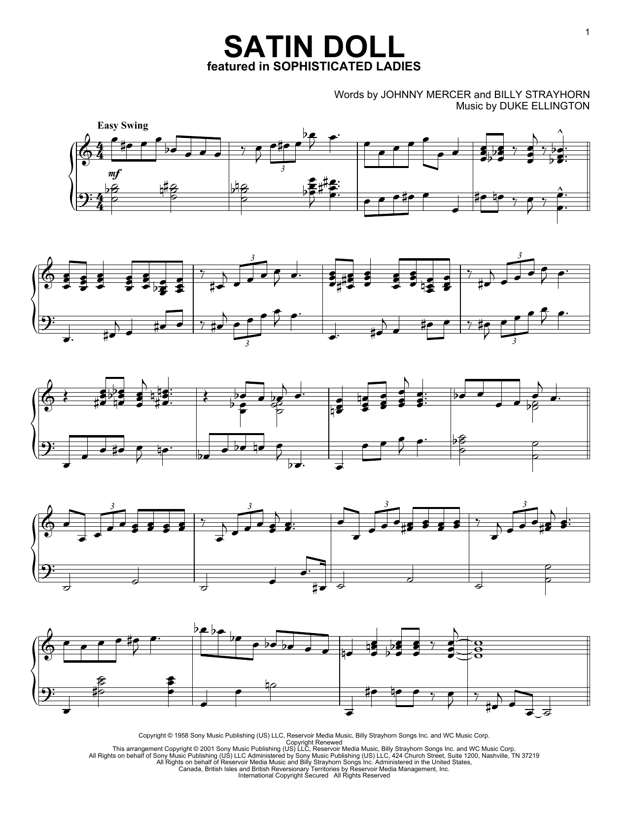 Duke Ellington Satin Doll (arr. Al Lerner) Sheet Music Notes & Chords for Piano Solo - Download or Print PDF