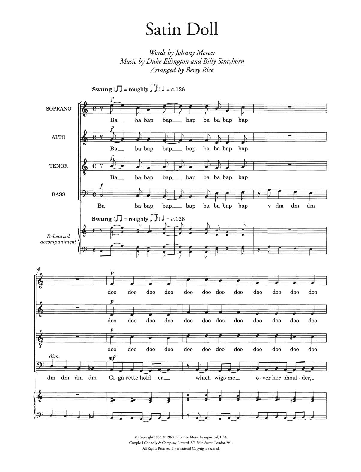 Duke Ellington Satin Doll (arr. Berty Rice) Sheet Music Notes & Chords for Choir - Download or Print PDF
