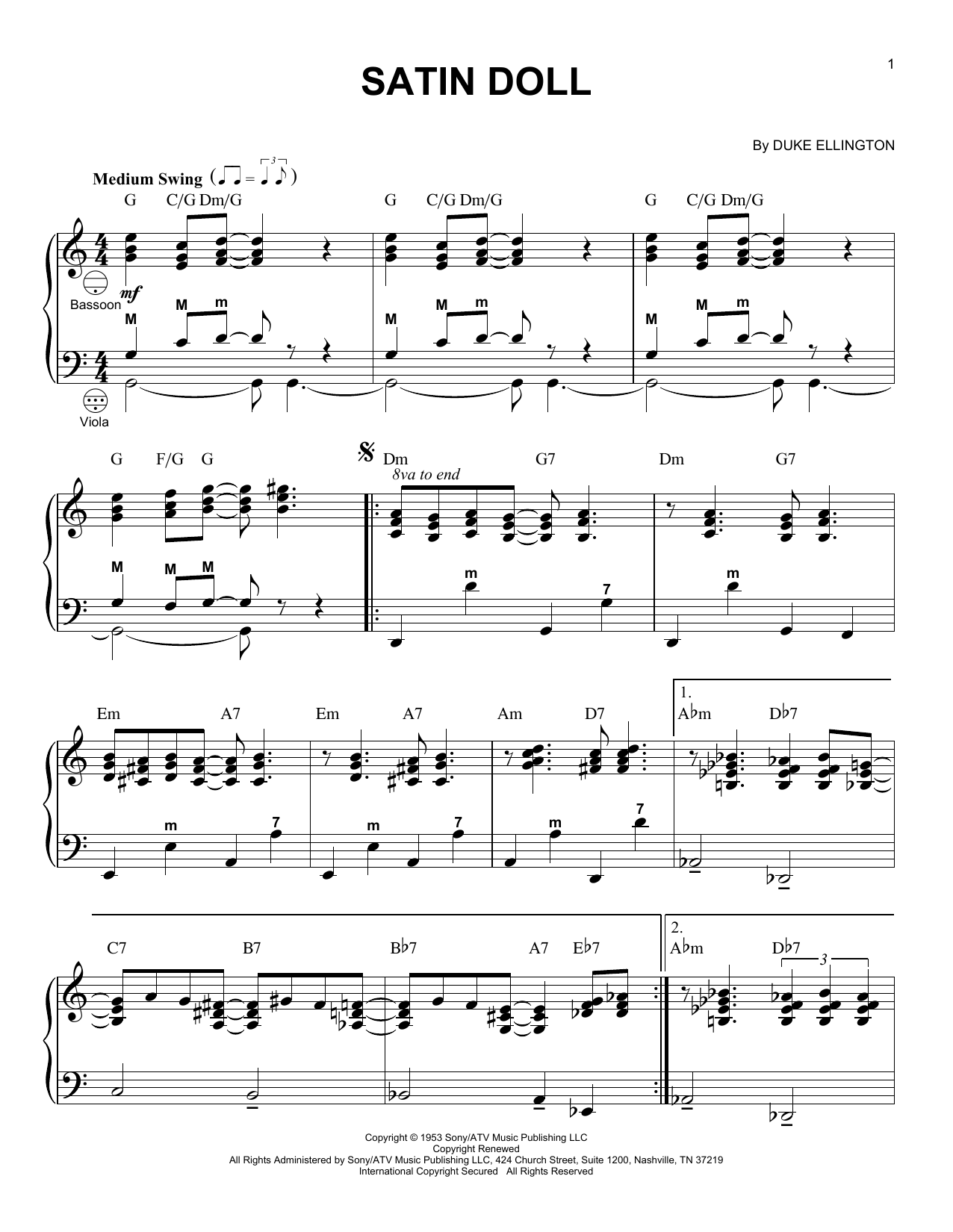 Duke Ellington Satin Doll (arr. Gary Meisner) Sheet Music Notes & Chords for Accordion - Download or Print PDF