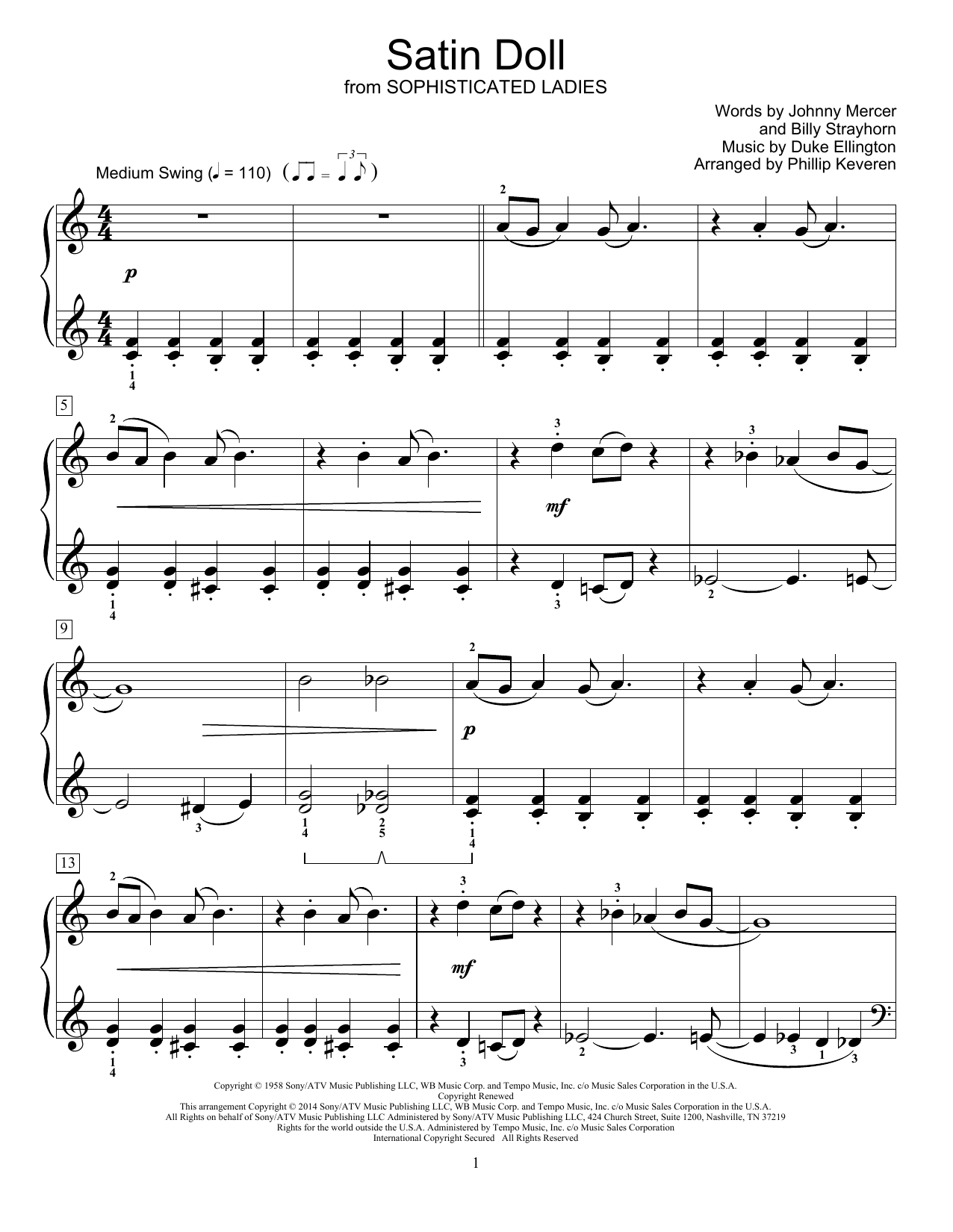 Duke Ellington Satin Doll (arr. Phillip Keveren) Sheet Music Notes & Chords for Easy Piano - Download or Print PDF