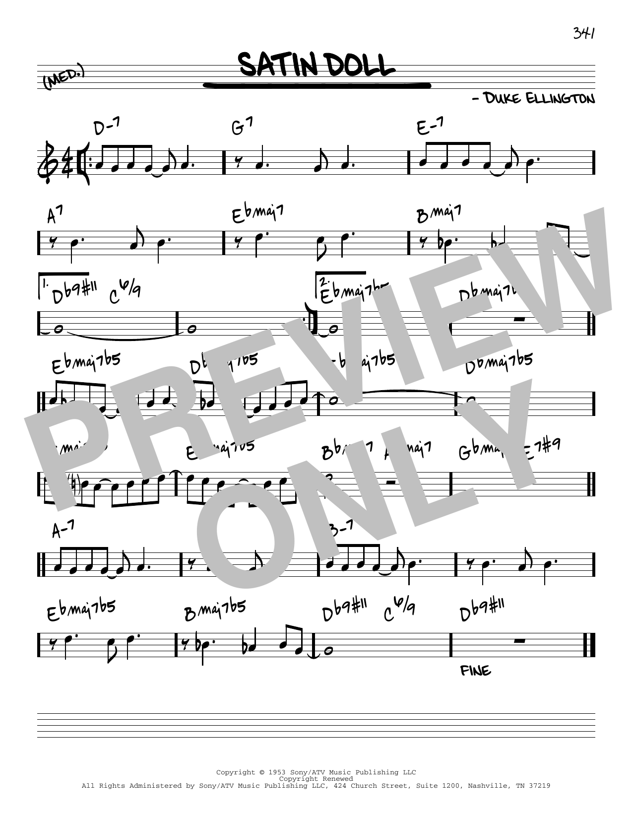 Duke Ellington Satin Doll [Reharmonized version] (arr. Jack Grassel) Sheet Music Notes & Chords for Real Book – Melody & Chords - Download or Print PDF