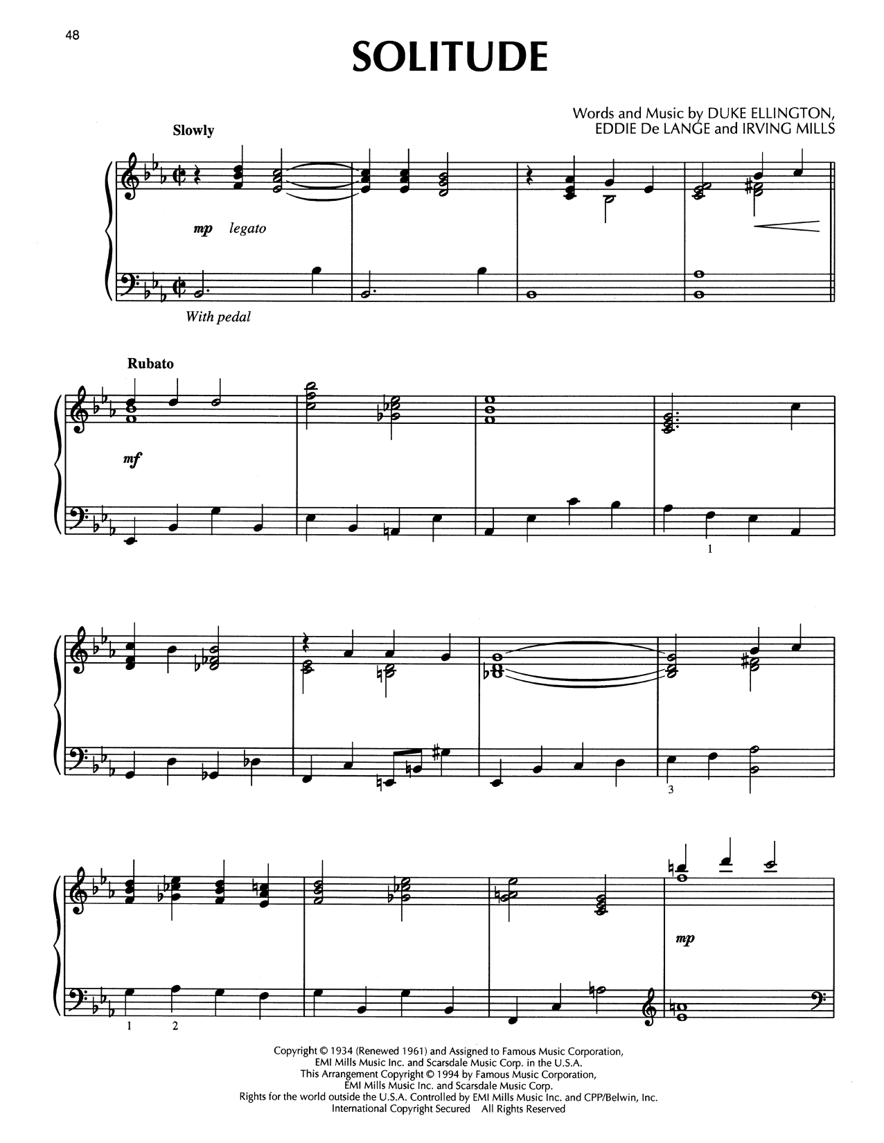 Duke Ellington Solitude (arr. Bill Boyd) Sheet Music Notes & Chords for Piano Solo - Download or Print PDF
