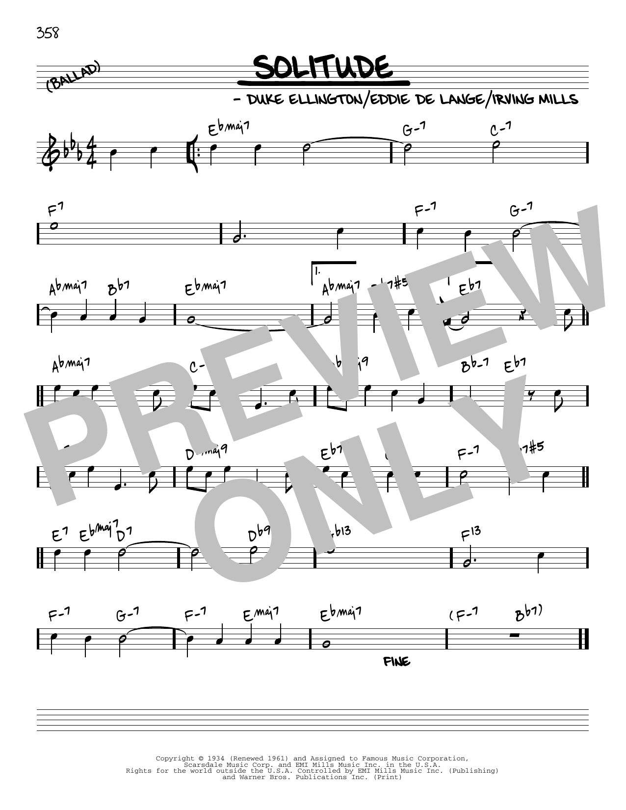 Duke Ellington Solitude [Reharmonized version] (arr. Jack Grassel) Sheet Music Notes & Chords for Real Book – Melody & Chords - Download or Print PDF