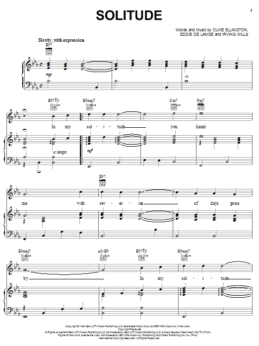 Duke Ellington Solitude Sheet Music Notes & Chords for Real Book - Melody, Lyrics & Chords - C Instruments - Download or Print PDF