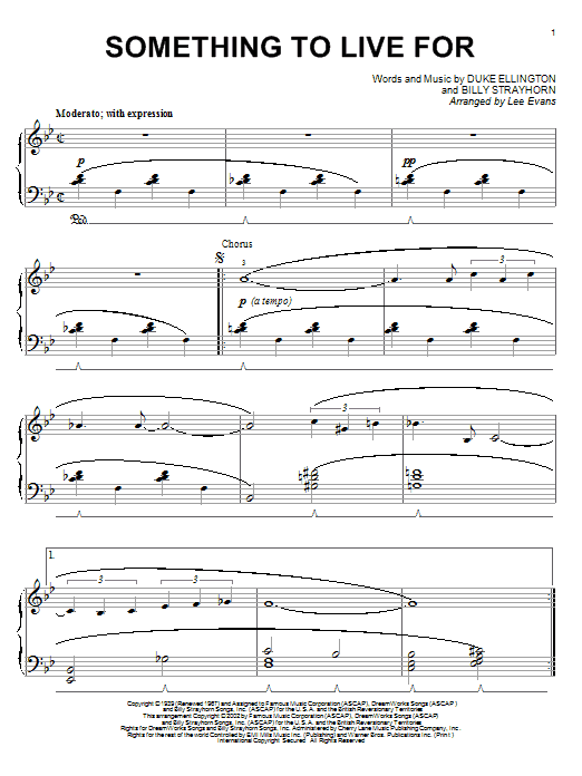 Duke Ellington Something To Live For Sheet Music Notes & Chords for Piano - Download or Print PDF