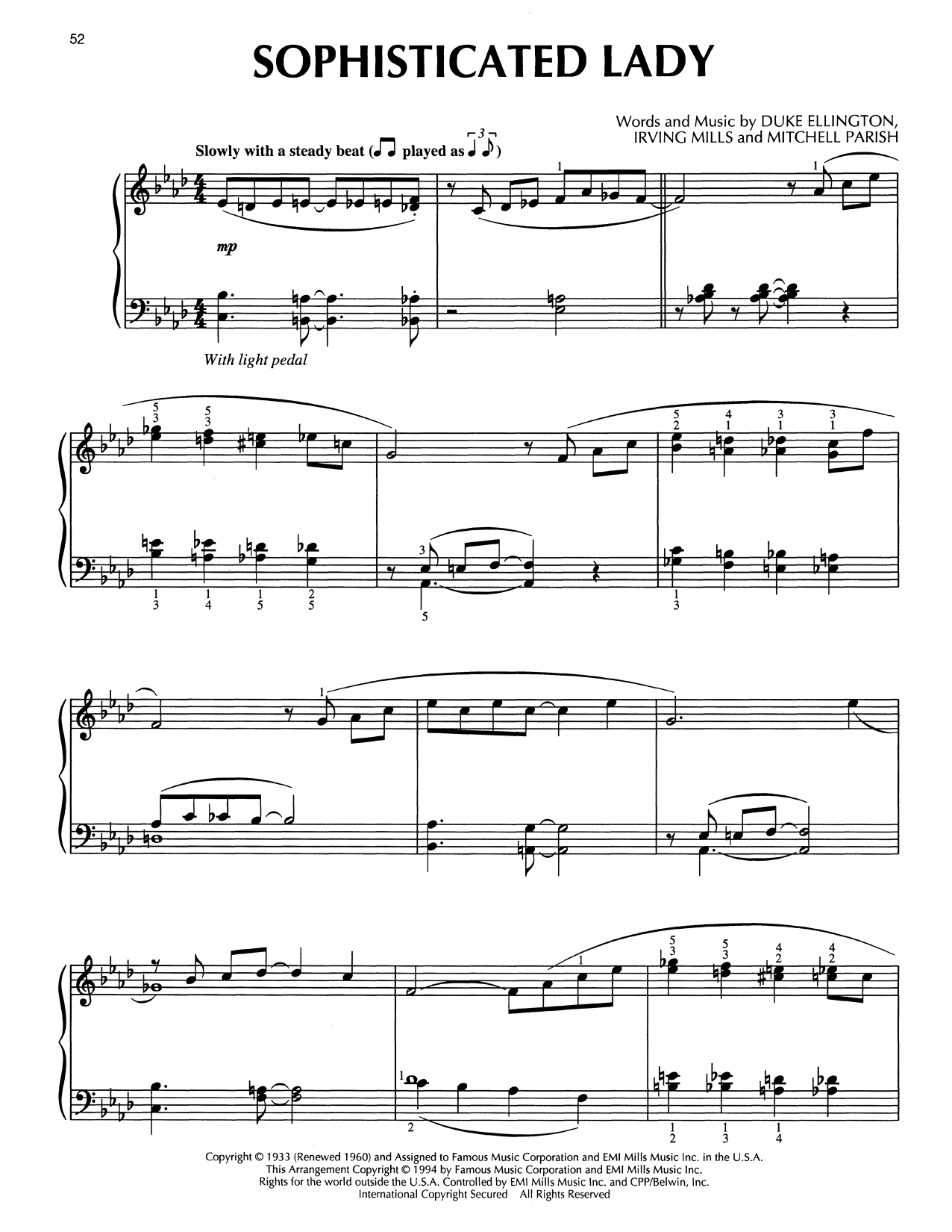Duke Ellington Sophisticated Lady (arr. Bill Boyd) Sheet Music Notes & Chords for Piano Solo - Download or Print PDF
