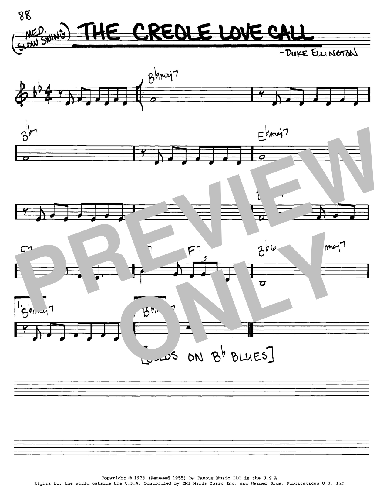Duke Ellington The Creole Love Call Sheet Music Notes & Chords for Melody Line, Lyrics & Chords - Download or Print PDF