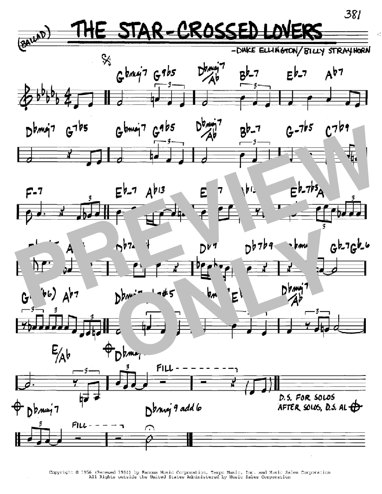 Duke Ellington The Star-Crossed Lovers Sheet Music Notes & Chords for Real Book - Melody & Chords - C Instruments - Download or Print PDF