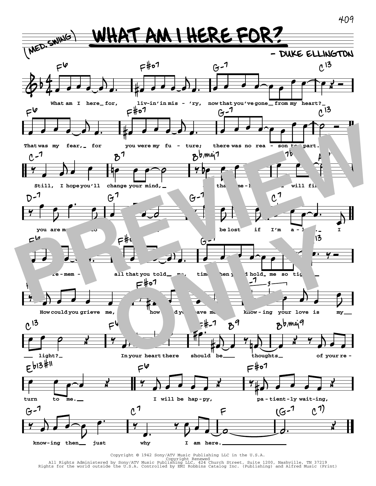 Duke Ellington What Am I Here For? (High Voice) Sheet Music Notes & Chords for Real Book – Melody, Lyrics & Chords - Download or Print PDF