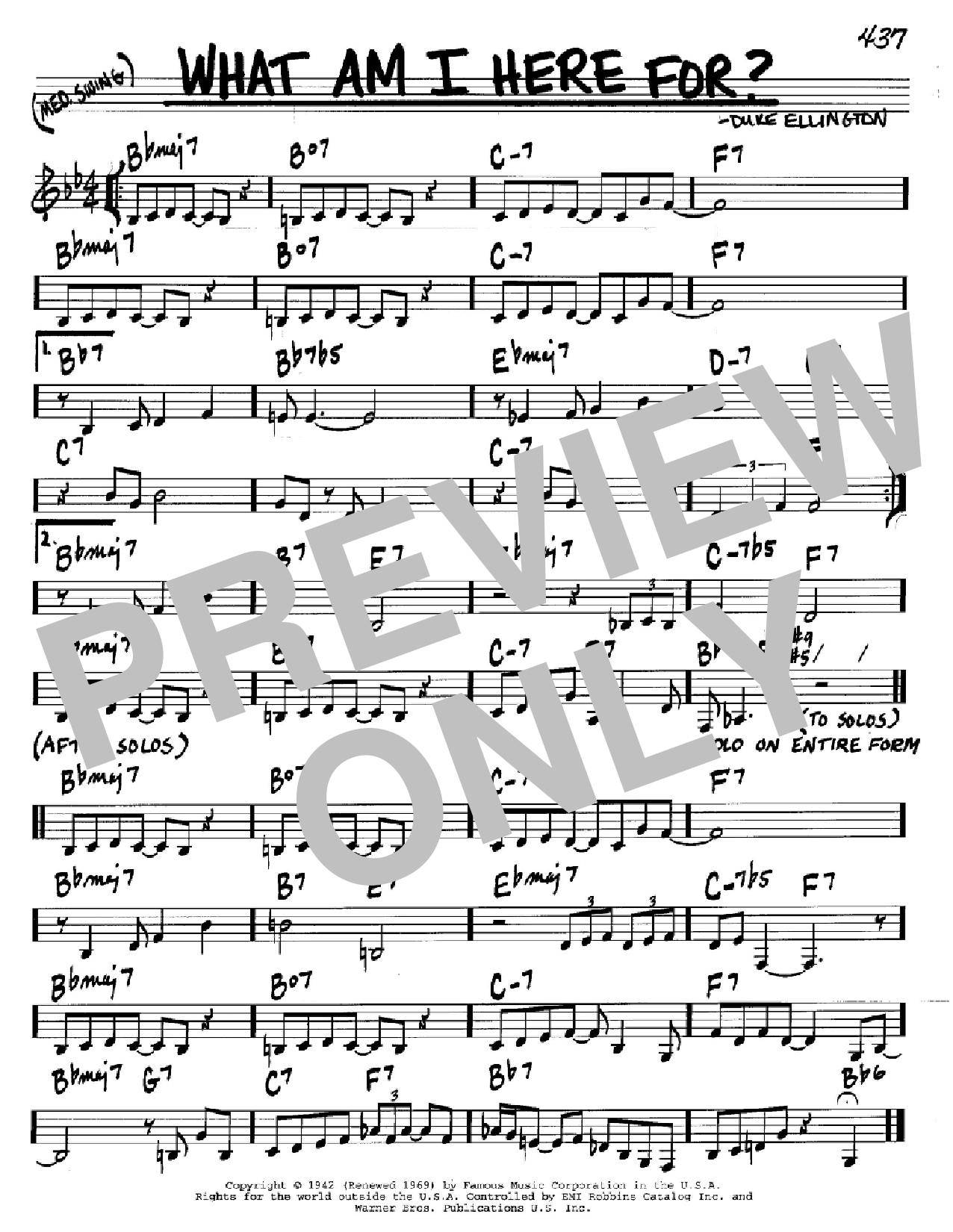 Duke Ellington What Am I Here For? Sheet Music Notes & Chords for Piano - Download or Print PDF