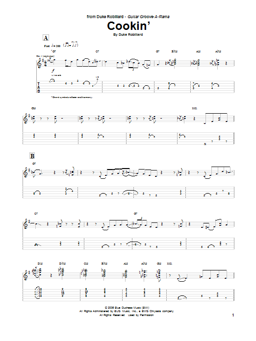 Duke Robillard Cookin' Sheet Music Notes & Chords for Guitar Tab - Download or Print PDF