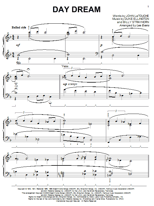 Preview Duke Ellington Day Dream Jazz sheet music, notes and chords for Real Book - Melody & Chords - C Instruments, SKU: 60489 Day Dream sheet music