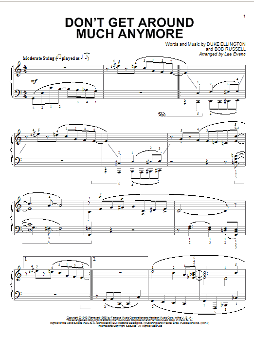 Preview Duke Ellington Don't Get Around Much Anymore Jazz sheet music, notes and chords for Real Book - Melody, Lyrics & Chords - C Instruments, SKU: 60876 Don't Get Around Much Anymore sheet music