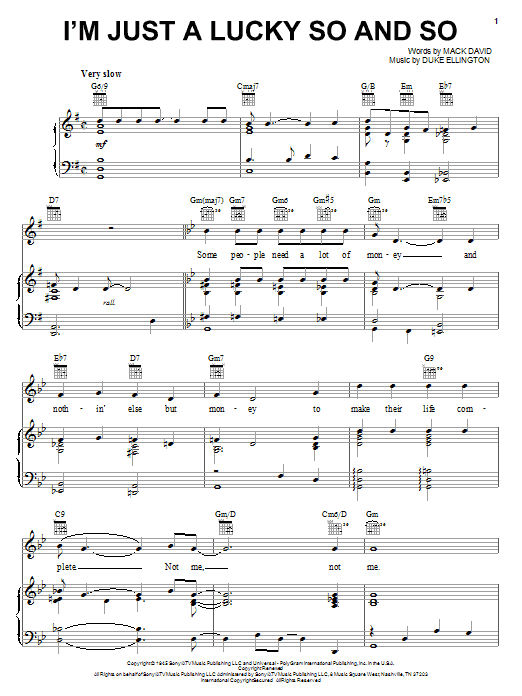 Preview Duke Ellington I'm Just A Lucky So And So Jazz sheet music, notes and chords for Real Book - Melody, Lyrics & Chords - C Instruments, SKU: 60954 I'm Just A Lucky So And So sheet music