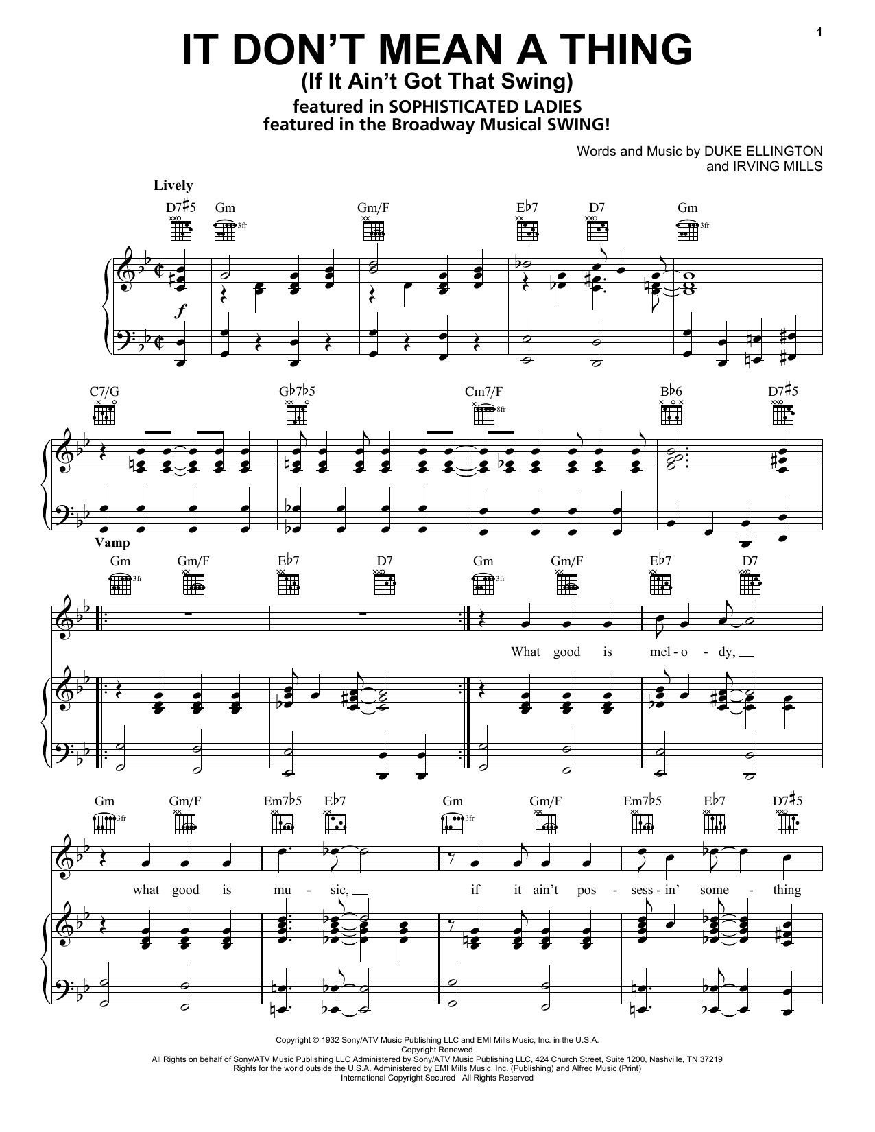 It Don't Mean A Thing (If It Ain't Got That Swing) sheet music