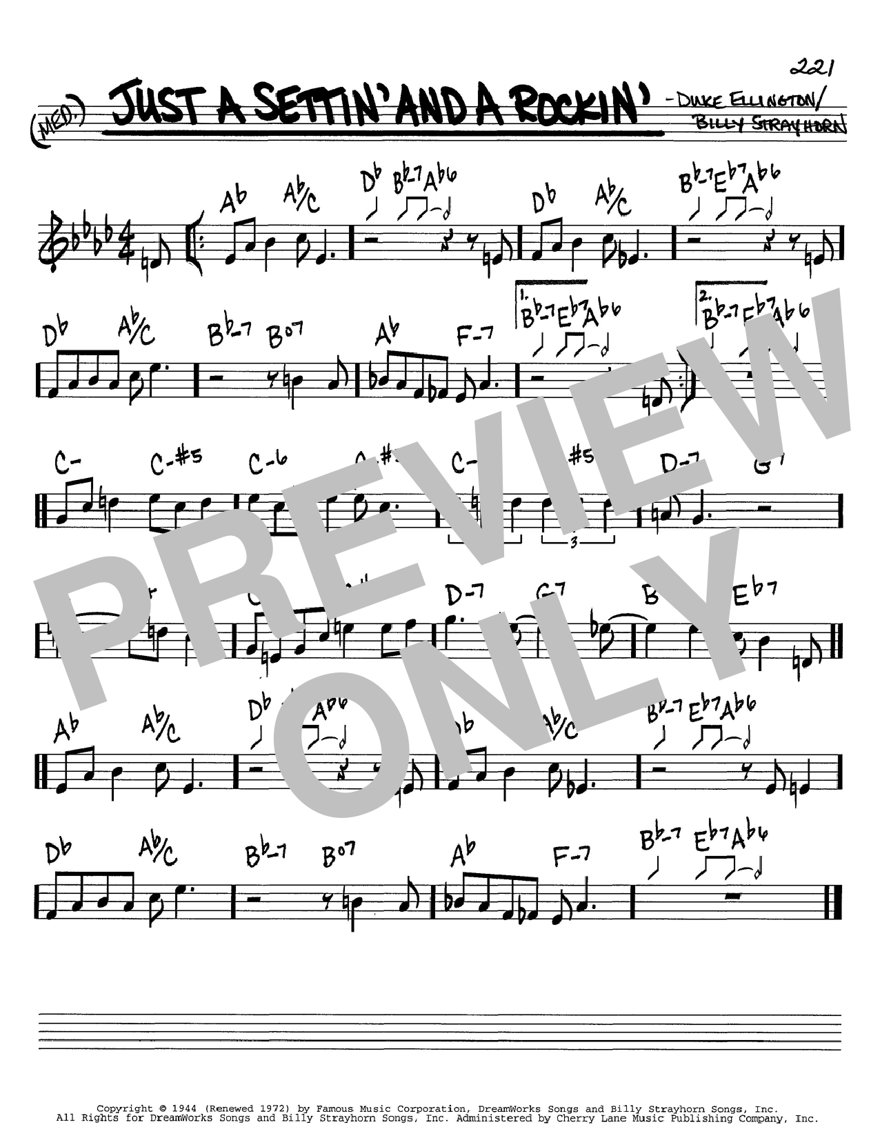 Preview Duke Ellington Just A Settin' And A Rockin' Jazz sheet music, notes and chords for Real Book - Melody, Lyrics & Chords - C Instruments, SKU: 60916 Just A Settin' And A Rockin' sheet music