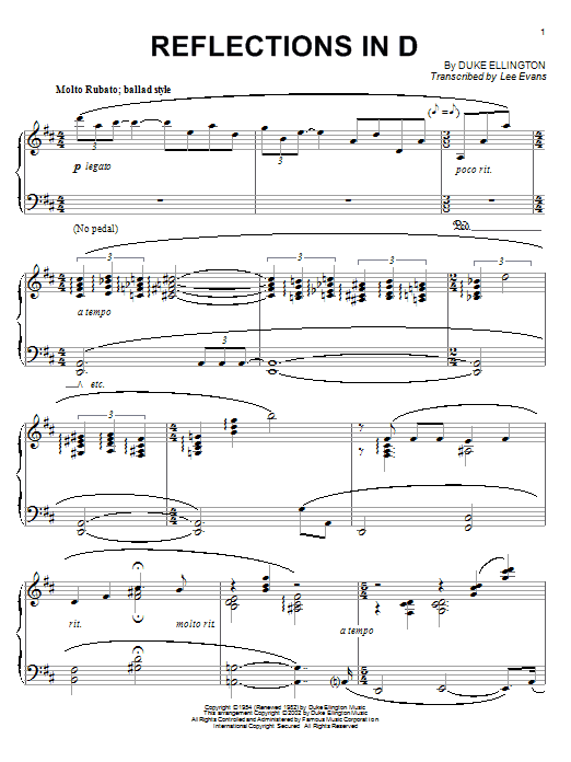 Reflections In D sheet music