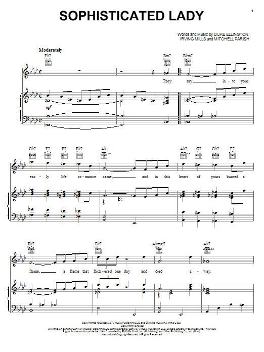 Preview Duke Ellington Sophisticated Lady Jazz sheet music, notes and chords for Real Book - Melody, Lyrics & Chords - C Instruments, SKU: 61099 Sophisticated Lady sheet music