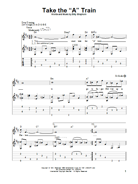 take the a train guitar sheet music