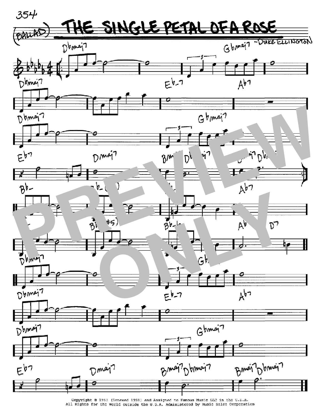 Preview Duke Ellington The Single Petal Of A Rose Jazz sheet music, notes and chords for Real Book - Melody & Chords - C Instruments, SKU: 60471 The Single Petal Of A Rose sheet music
