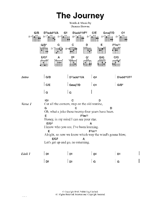 Duncan Browne The Journey Sheet Music Notes & Chords for Lyrics & Chords - Download or Print PDF