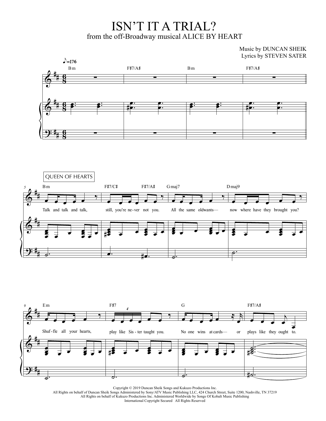 Duncan Sheik and Steven Sater Isn't It A Trial? (from Alice By Heart) Sheet Music Notes & Chords for Piano & Vocal - Download or Print PDF