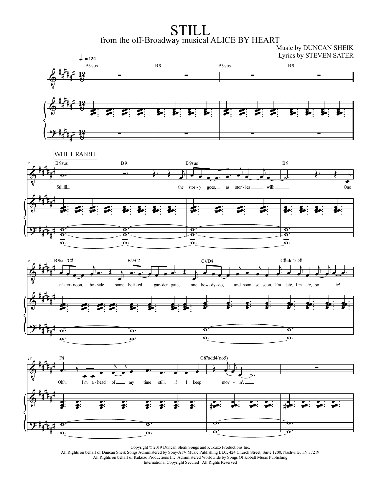 Duncan Sheik and Steven Sater Still (from Alice By Heart) Sheet Music Notes & Chords for Piano & Vocal - Download or Print PDF