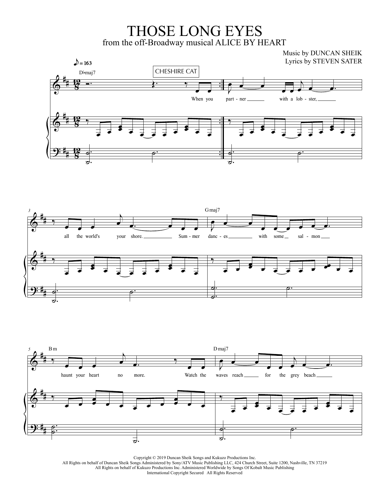 Duncan Sheik and Steven Sater Those Long Eyes (from Alice By Heart) Sheet Music Notes & Chords for Piano & Vocal - Download or Print PDF