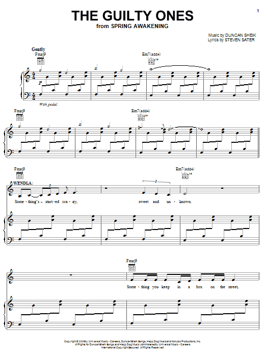 Duncan Sheik The Guilty Ones Sheet Music Notes & Chords for Piano, Vocal & Guitar (Right-Hand Melody) - Download or Print PDF Duncan Sheik The Guilty Ones Sheet Music Notes & Chords for Piano, Vocal & Guitar (Right-Hand Melody) - Download or Print PDF