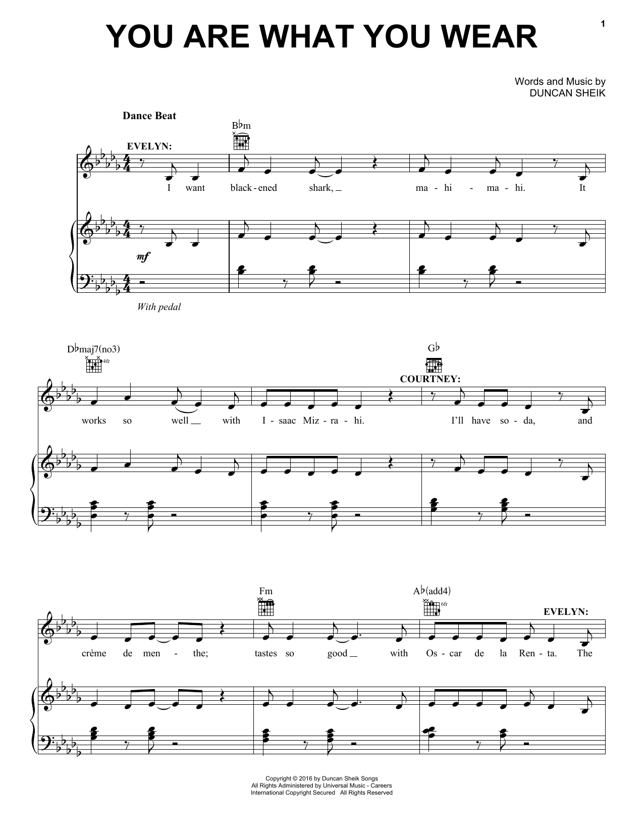 Duncan Sheik You Are What You Wear Sheet Music Notes & Chords for Piano, Vocal & Guitar (Right-Hand Melody) - Download or Print PDF