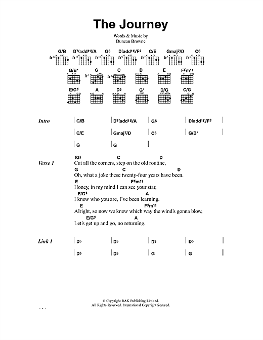 Duncan Browne The Journey Sheet Music Notes & Chords for Lyrics & Chords - Download or Print PDF