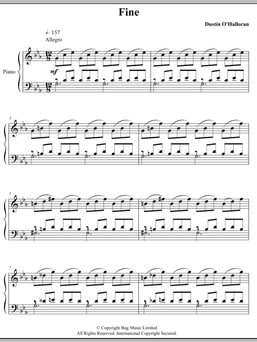 Dustin O'Halloran Fine Sheet Music Notes & Chords for Piano - Download or Print PDF