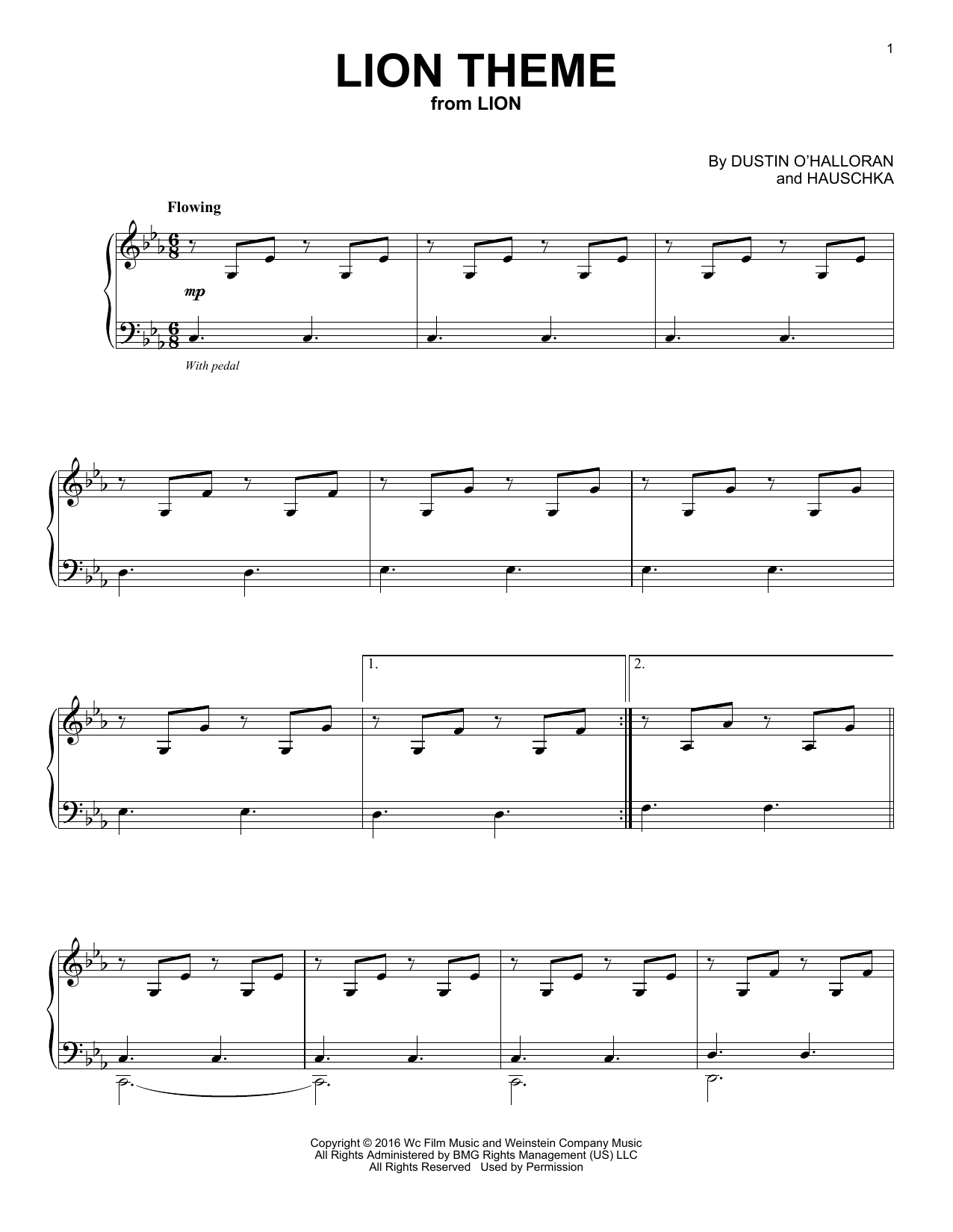Dustin O'Halloran Lion Theme (from Lion) Sheet Music Notes & Chords for Easy Piano - Download or Print PDF Dustin O'Halloran Lion Theme (from Lion) Sheet Music Notes & Chords for Easy Piano - Download or Print PDF